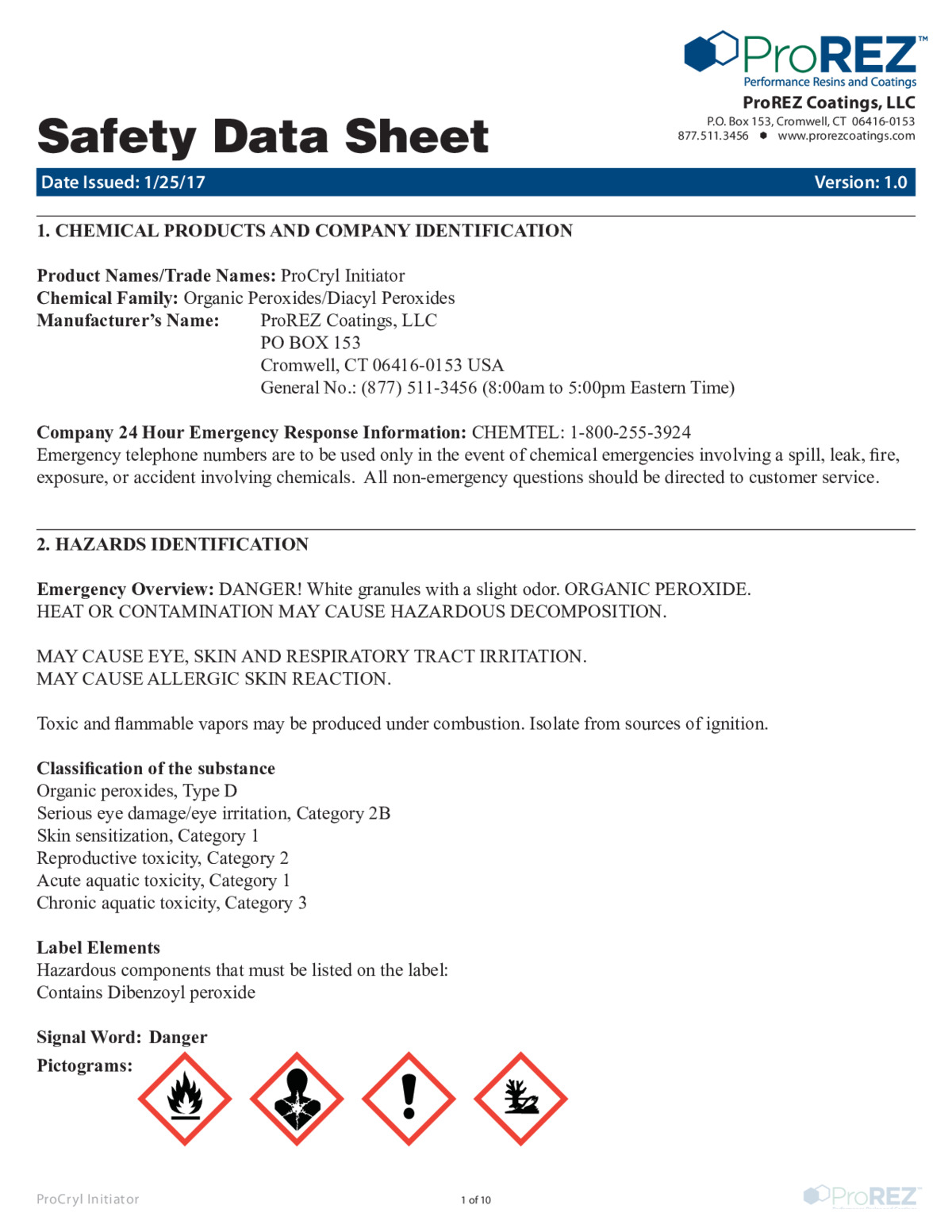 ProCryl Initiator Safety Data Sheet thumbnail