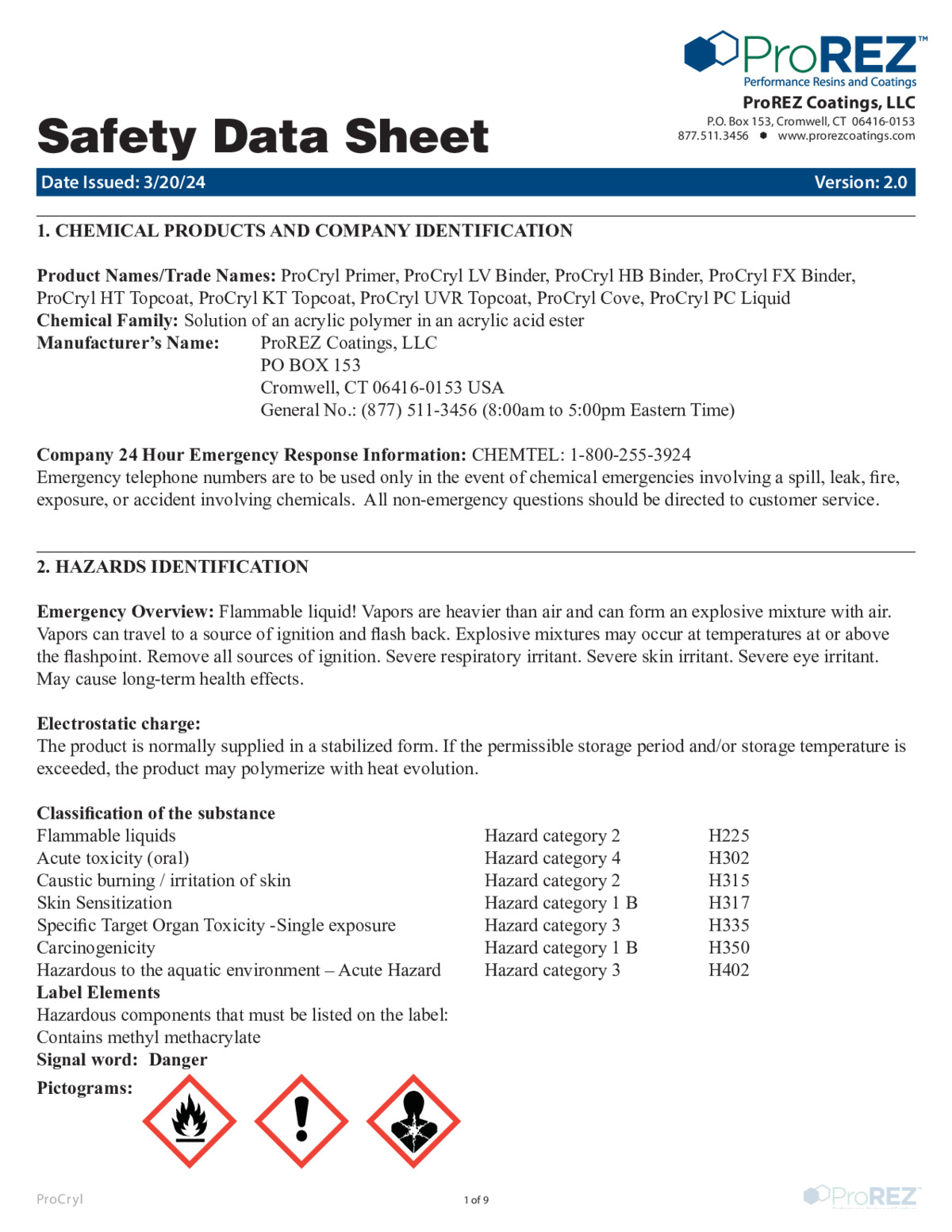 ProCryl Resins Safety Data Sheet thumbnail