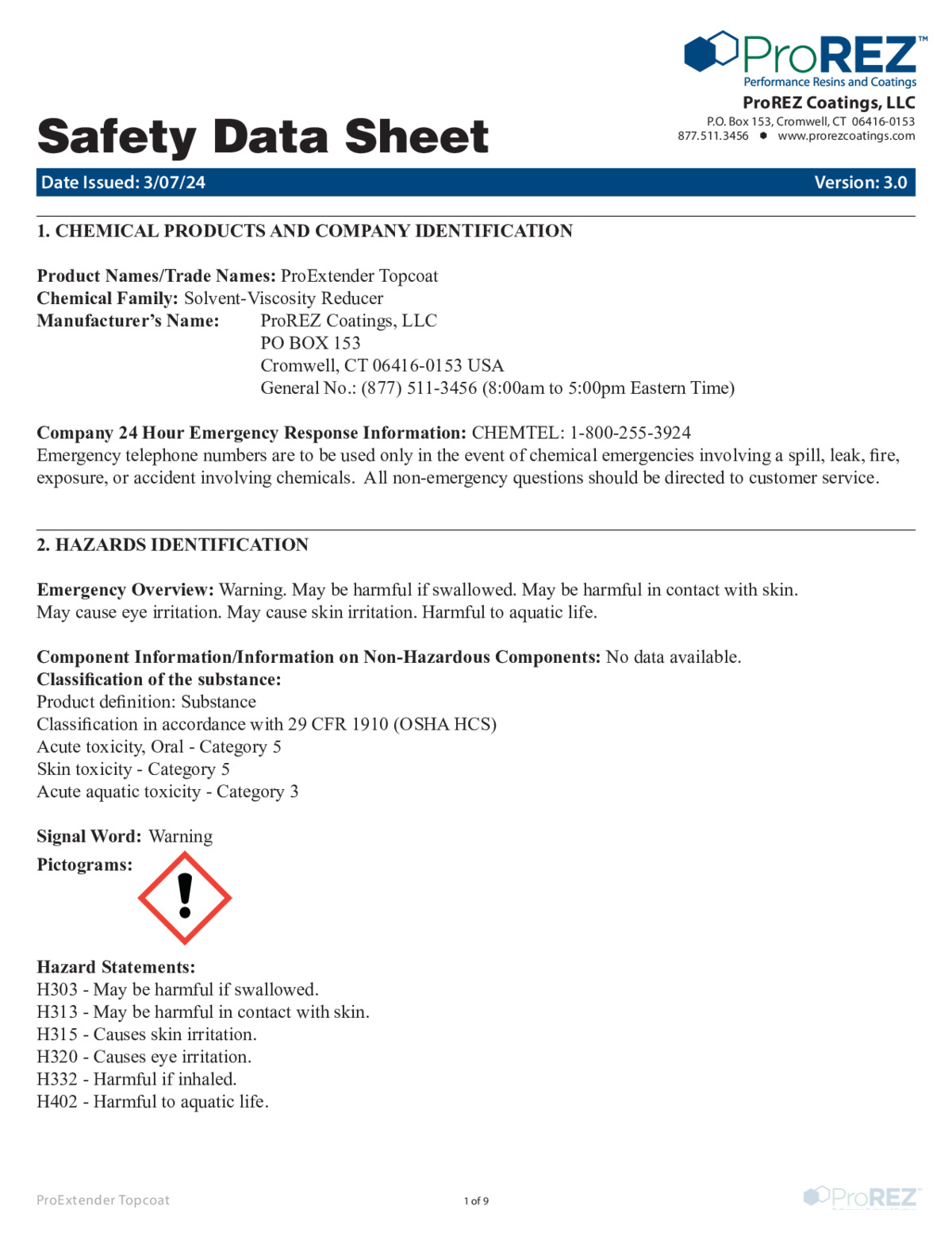 ProExtender Topcoat Safety Data Sheet thumbnail