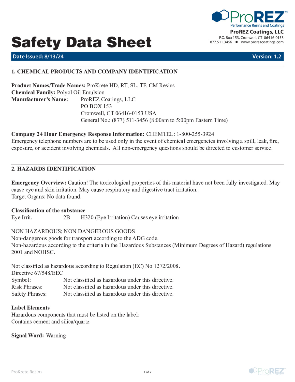 ProKrete Safety Data Sheet thumbnail