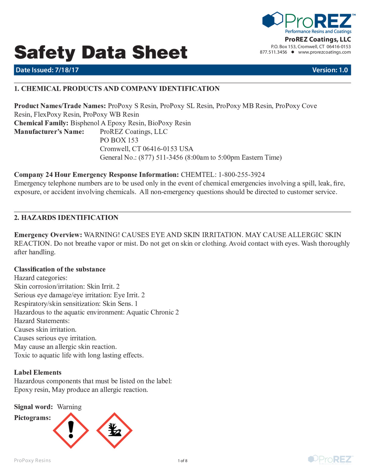 ProPOXY WB Safety Data Sheet thumbnail