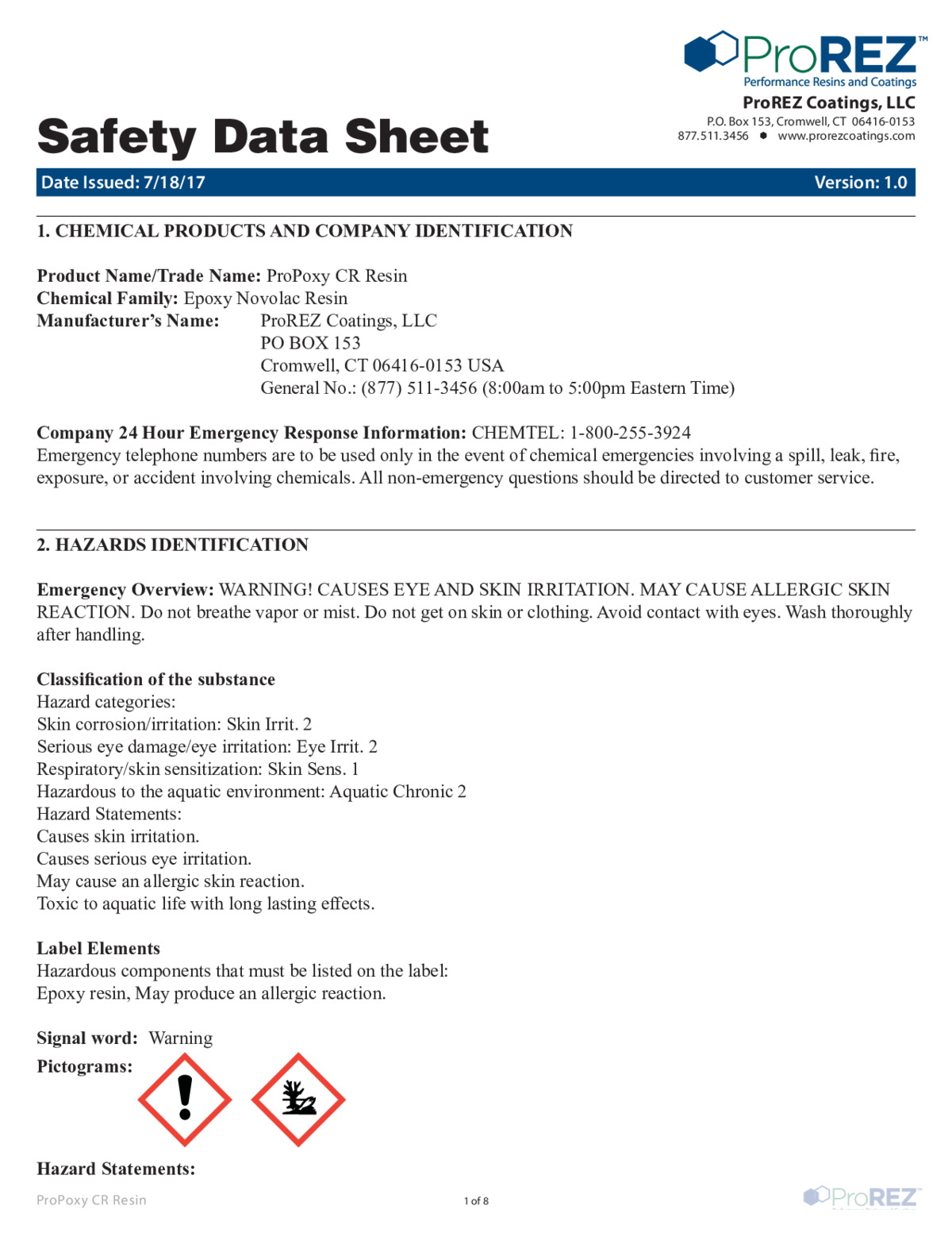 ProPOXY CR Safety Data Sheet thumbnail