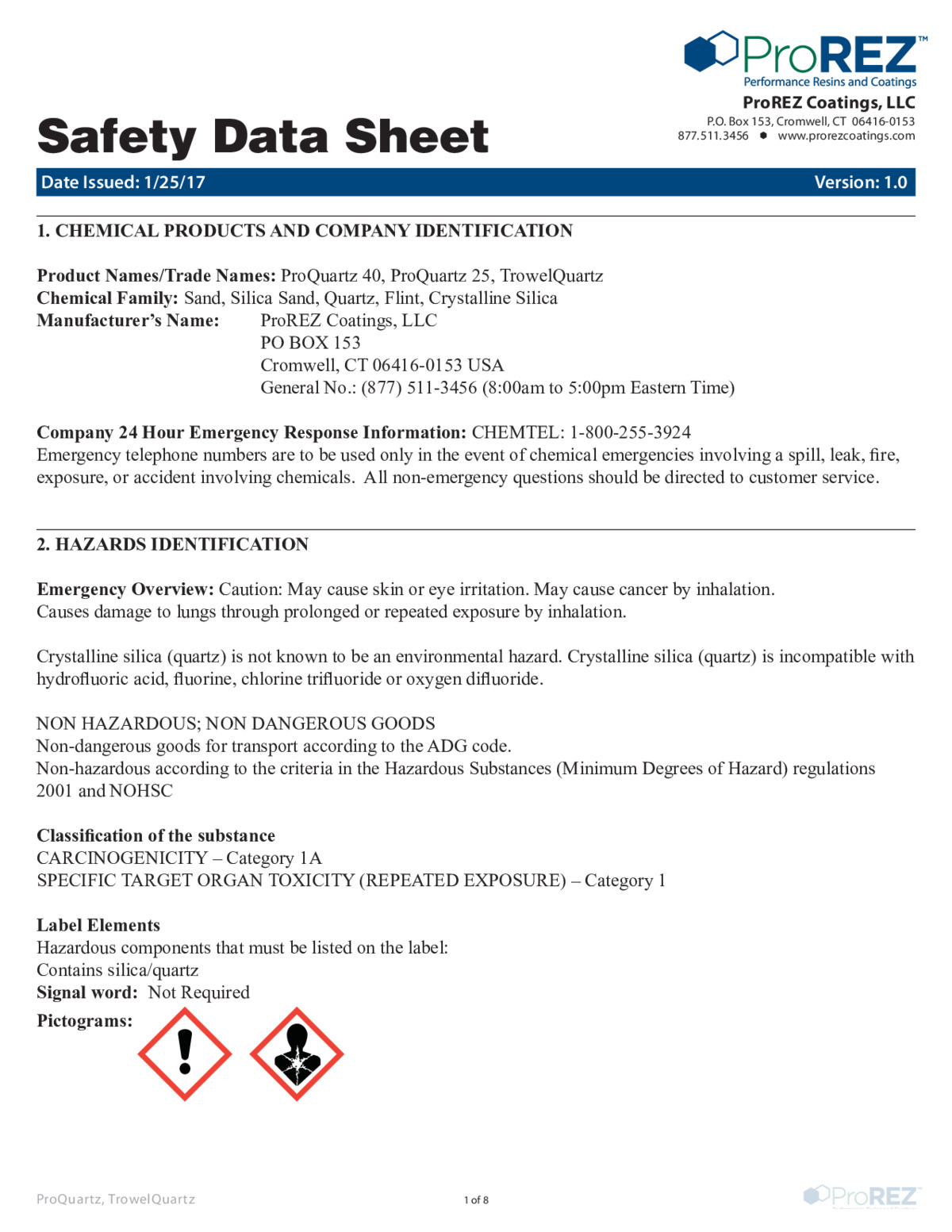 ProQuartz Safety Data Sheet thumbnail