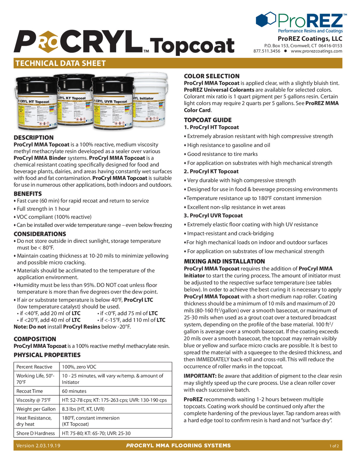 ProCryl Topcoat Technical Data Sheet thumbnail